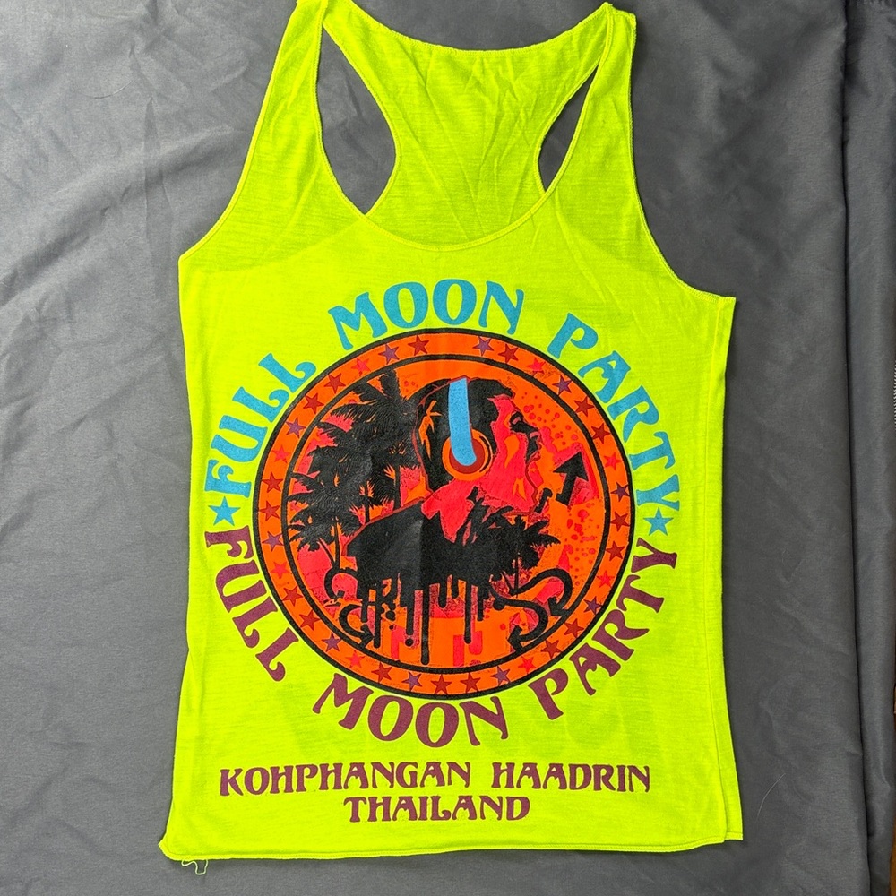 Neon Yellow Full Moon Party Tank Top Koh Pha Ngan Thailand